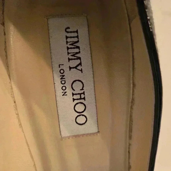 Jimmy Choo London Flannel Wool Patent Leather Platform Stiletto Heels Size 39 - Picture 8 of 10